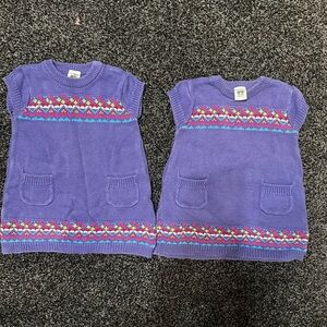 9m Carter's Purple Knit Dresses with Colorful Pattern
